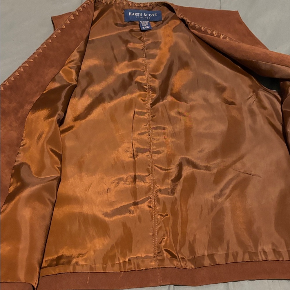 Karen Scott Stretch Brown Vest, Size 16 - Picture 7 of 8